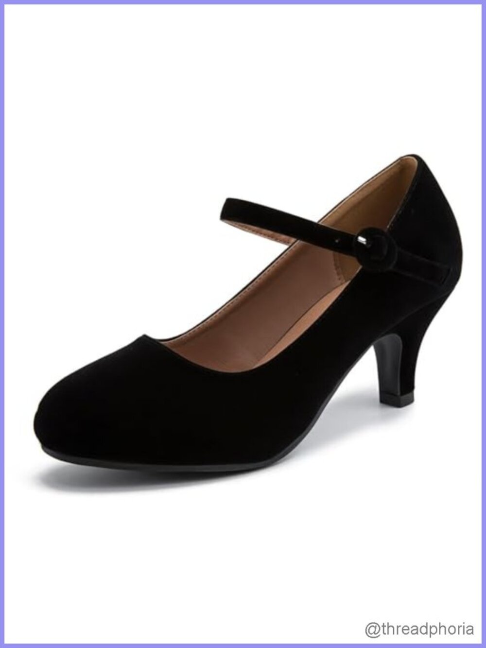 Mary Jane Kitten Heel Closed Round Toe Ankle Strap Office Work Pumps